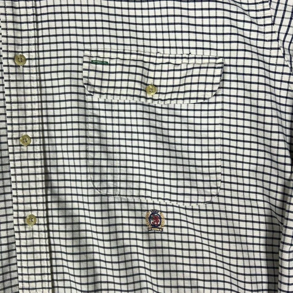 Tommy Hilfiger Mens X-Large Long Sleeve Shirt Blue Plaid Gingham Button Down XL - Picture 4 of 8
